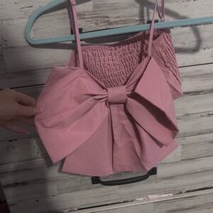 Pink Bow Detail Women's Top